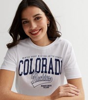 New Look White Logo Colorado Rockies Crew Neck T-Shirt